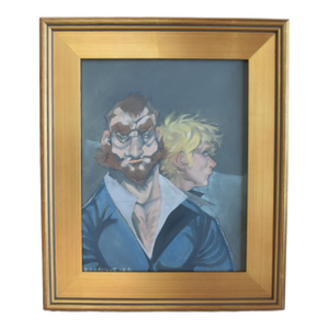 Contemporary Males Modern Portrait Oil Painting Including the Antiqued Gold Wood Frame