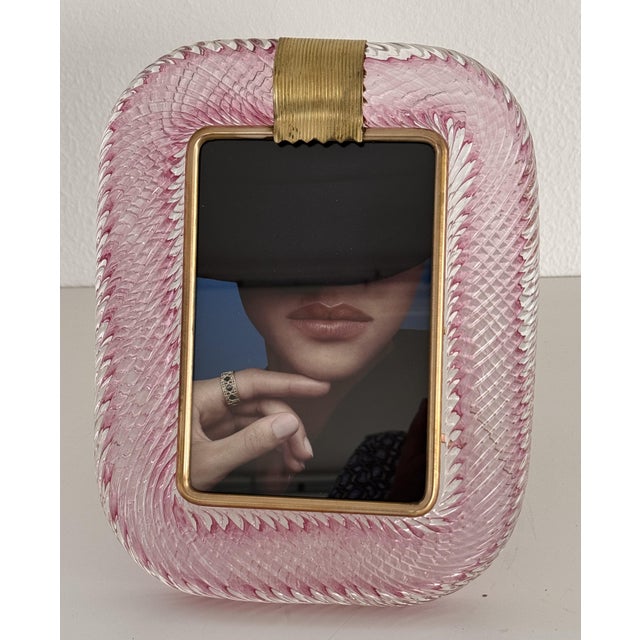 Green Italian Murano Twist Glass Picture Frame in Pink from Barovier & Toso, 1990s For Sale - Image 8 of 12