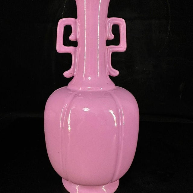 Pair of Chinese Pink Glazed Porcelain Vases With Handles For Sale In Los Angeles - Image 6 of 9