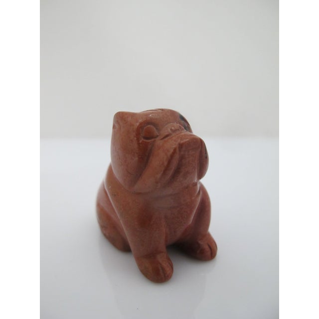 Traditional Carved Polished Red Jasper Miniature Bull Dog Figurine For Sale - Image 3 of 8