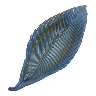 Vintage 1970s Alfredo Barbini Murano Glass Leaf Bowl For Sale