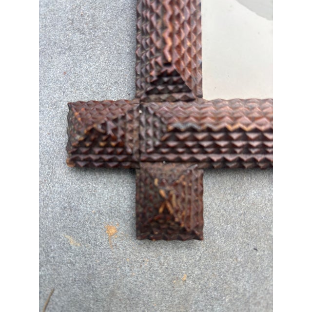 Abstract Expressionism Tramp Art Frame With Pressed Flowers, Dated 1933 For Sale - Image 3 of 6