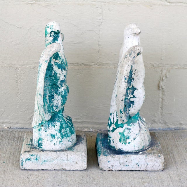 Pair of Vintage Federal Style Concrete Eagle Garden Finials - 16" For Sale - Image 4 of 12