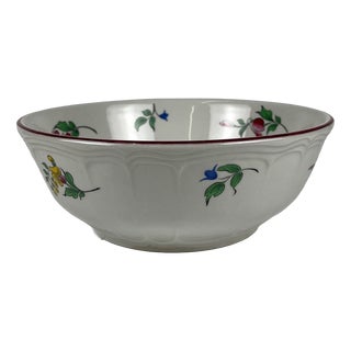 Small Salad Bowl Reverbère Model with Pink Pattern and Textured Exterior by Kg Lunéville, 1980s For Sale