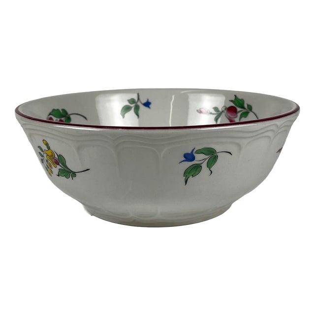 Small Salad Bowl Reverbère Model with Pink Pattern and Textured Exterior by Kg Lunéville, 1980s For Sale