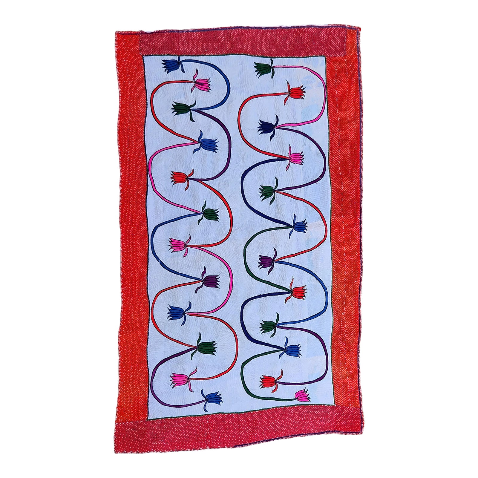 Heavily Embroidered Pakistani Rally Kantha Quilt | Chairish
