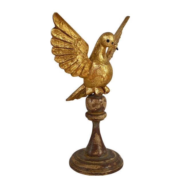 Add a playful touch to your space with this European, hand-carved sculpture of the Holy spirit standing on a finial-like...