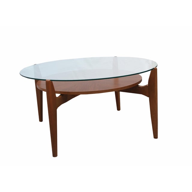 1960s Vintage Coffee Table in Walnut and Glass, 1965 For Sale - Image 5 of 8