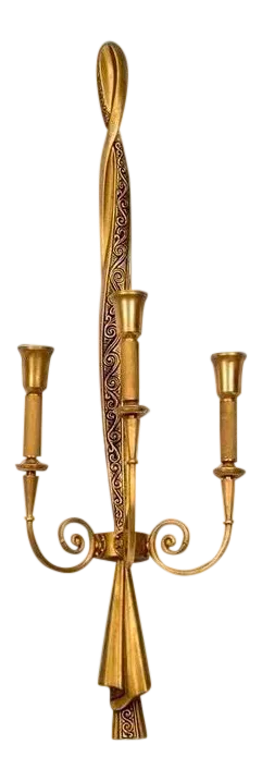 Tall Lumi Neoclassical Gilded Metal Sconces