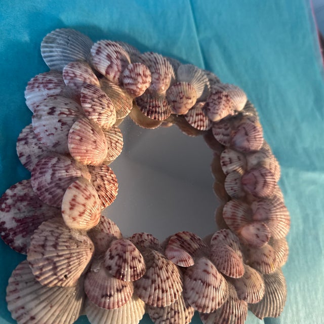 Coastal Handmade Scallop Seashell Square Mirror For Sale - Image 3 of 4