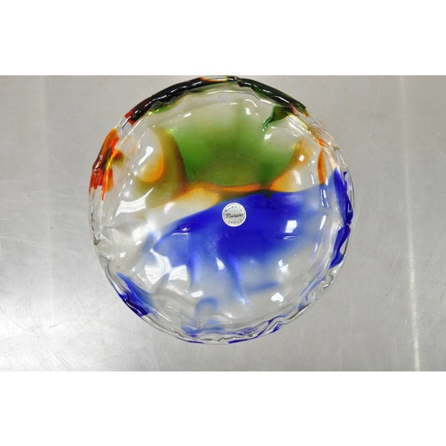 Murano Vintage Mid Century Modern Italian Murano Blue Green Art Glass Ashtray Catchall For Sale - Image 4 of 13
