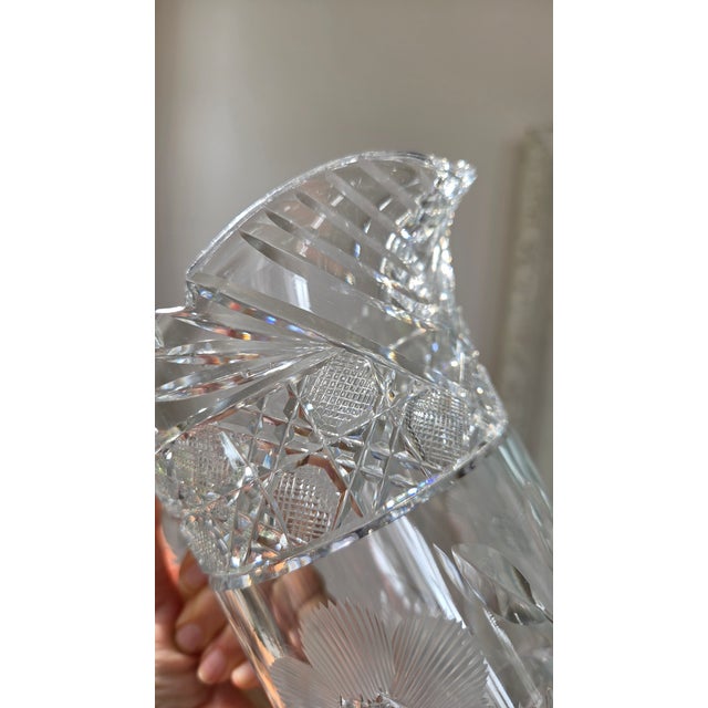 Vintage American Brilliant–Style Cut Lead Crystal Water Pitcher For Sale - Image 14 of 18