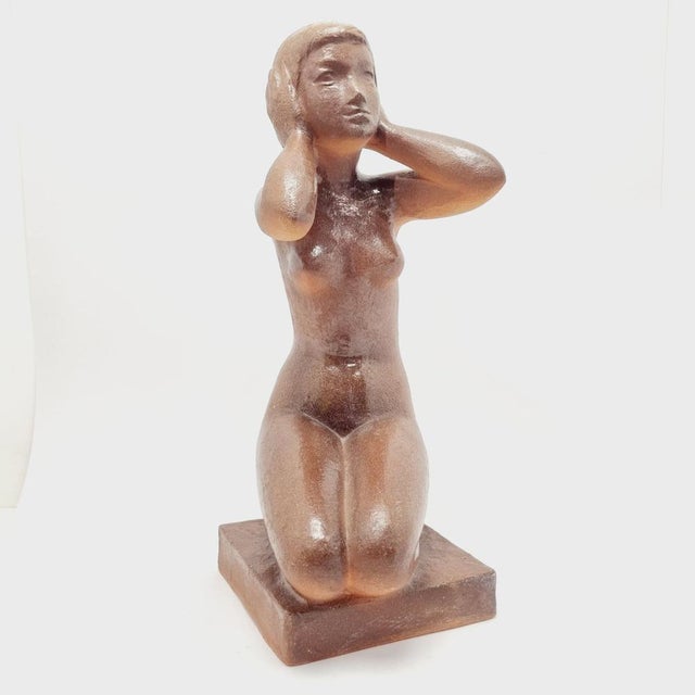Mid-Century Ceramic Sculpture of Kneeling Nude by Jitka Forejtová for Jihokera, 1960s For Sale - Image 9 of 15