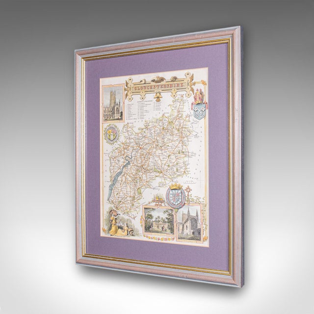Victorian Antique County Map, Gloucestershire, English, Framed, Thomas Moule, Victorian For Sale - Image 3 of 12