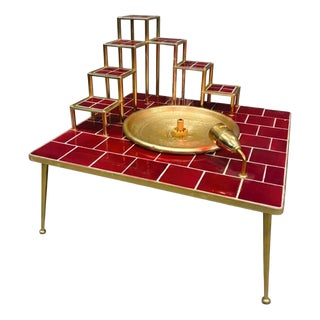 Late 20th Century Space Age Glazed Ceramic & Metal Water Feature, Europe, 1970s For Sale