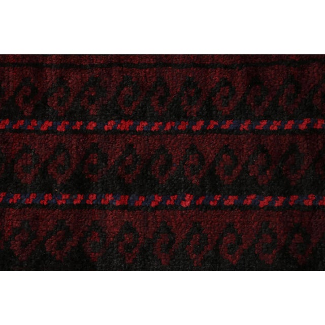 2010s Rug & Kilim’s Baluch Scatter Rug in Burgundy and Indigo Geometric Patterns For Sale - Image 5 of 8