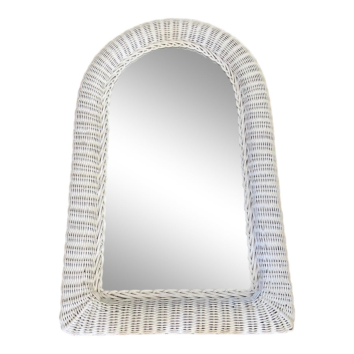 White Rattan Arch Wall Mirror Chairish
