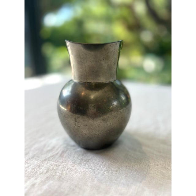 Mid 20th Century Just Andersen Model 2197 Pewter Pitcher With Woven Handle For Sale - Image 5 of 7