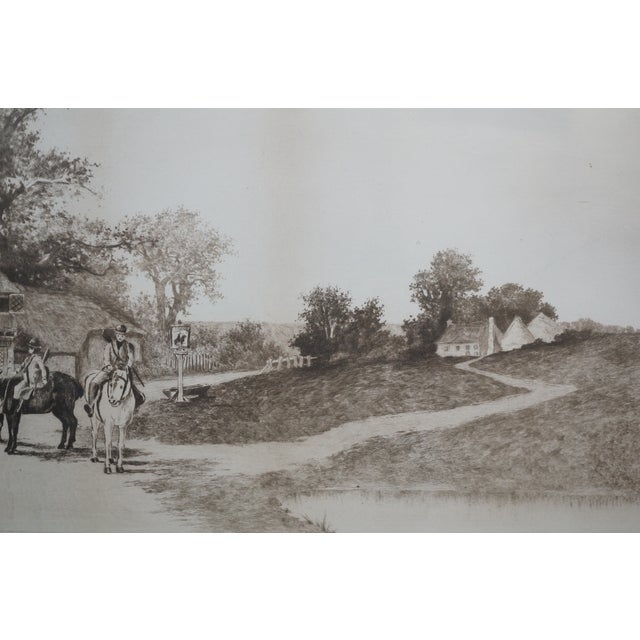 Antique Ernest C Rost Wayside Inn Horse Cottage Country Road Etching 27" For Sale - Image 11 of 12