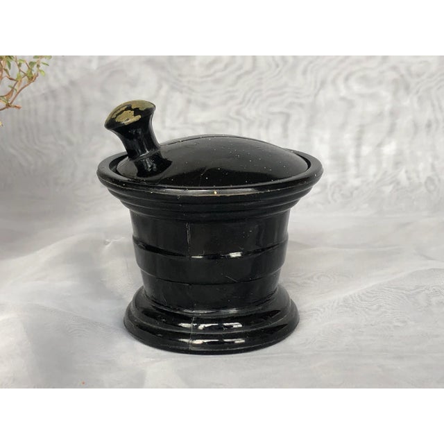 Vintage Black Glass Apothecary Jar With Lid For Sale - Image 11 of 12