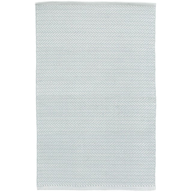 Dash & Albert by Annie Selke Herringbone Light Blue/Ivory Indoor/Outdoor Rug, 9' 6" x 13' 6" For Sale In Boston - Image 6 of 6