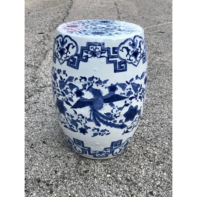 Chinoiserie Dragon Bird Motif Garden Stool/Accent Table For Sale - Image 9 of 9