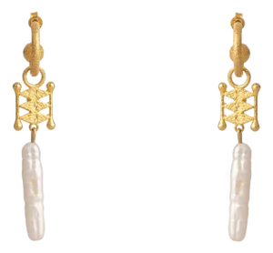 Isis Pearl Talisman Dangle Earrings, A Pair