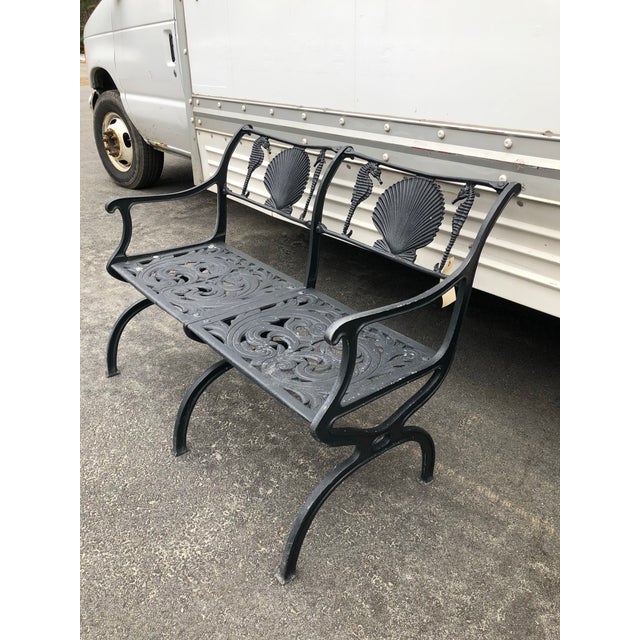 Mid 20th Century Mid 20th Century Hollywood Regency Molla Seahorse and Scallop Shell Patio Set, 3 Pieces For Sale - Image 5 of 7