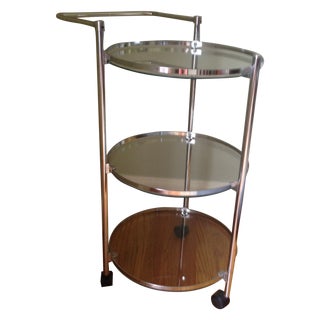 Circular Chrome Bar Cart For Sale