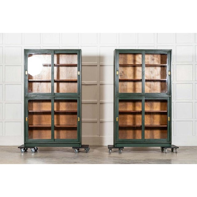 English Painted Glazed Mahogany Display Bookcase, 1940 For Sale - Image 6 of 13