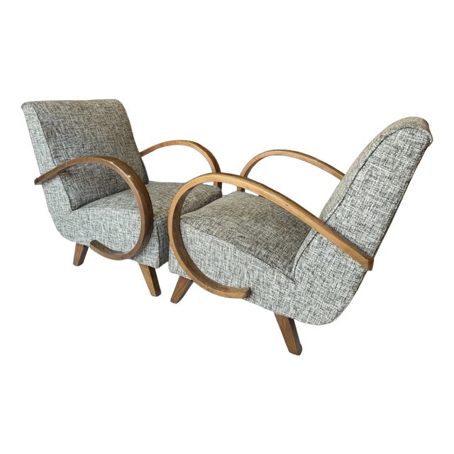 Art Deco Lounge Chairs by Jindrich Halabala, Set of 2 For Sale