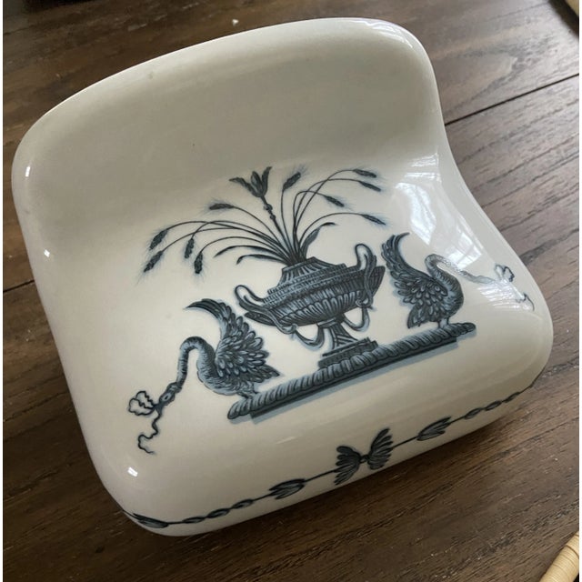 1970s Hand Painted Paris France Lamballe Swan Empire Toilet Paper Holder For Sale - Image 5 of 6