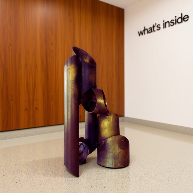 Mid-Century Modern Modernist Brass Steel Sculpture in Manner of Alexander Liberman | Brutalist Abstract Art | Circa 1970s For Sale - Image 3 of 4