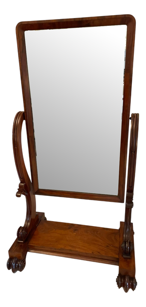 Large Antique Victorian Mahogany Cheval Mirror, 1860