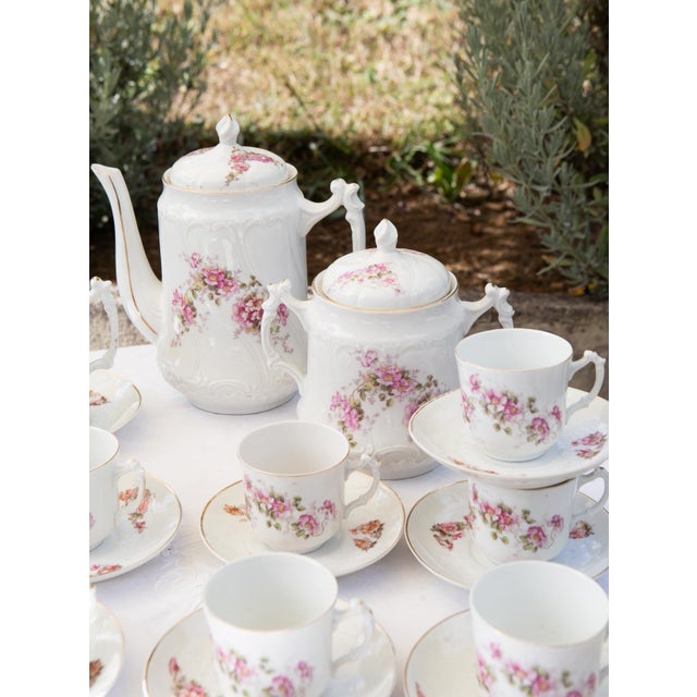 Ceramic Antique French Porcelain Coffee Service for Ten People from Befos, 1880s, Set of 24 For Sale - Image 7 of 9