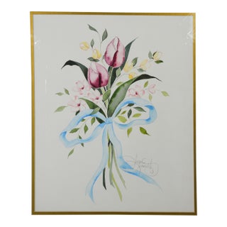 Late 20th Century Susan Schmidt Original Modernist Floral Painting Signed For Sale