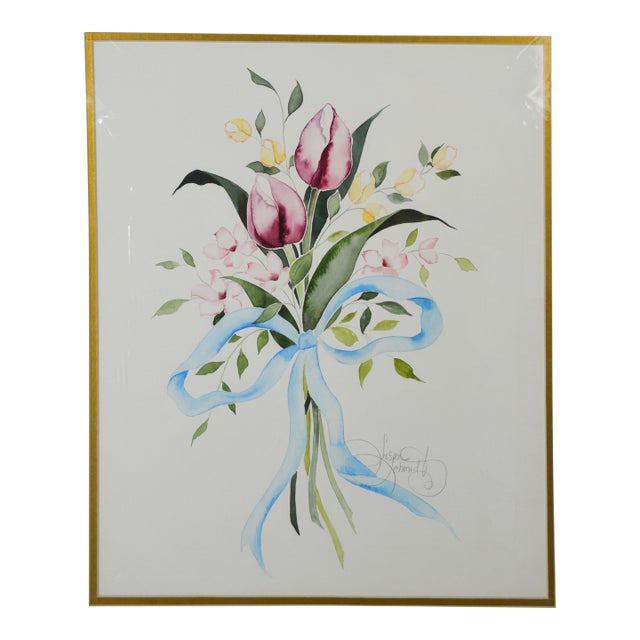 Late 20th Century Susan Schmidt Original Modernist Floral Painting Signed For Sale