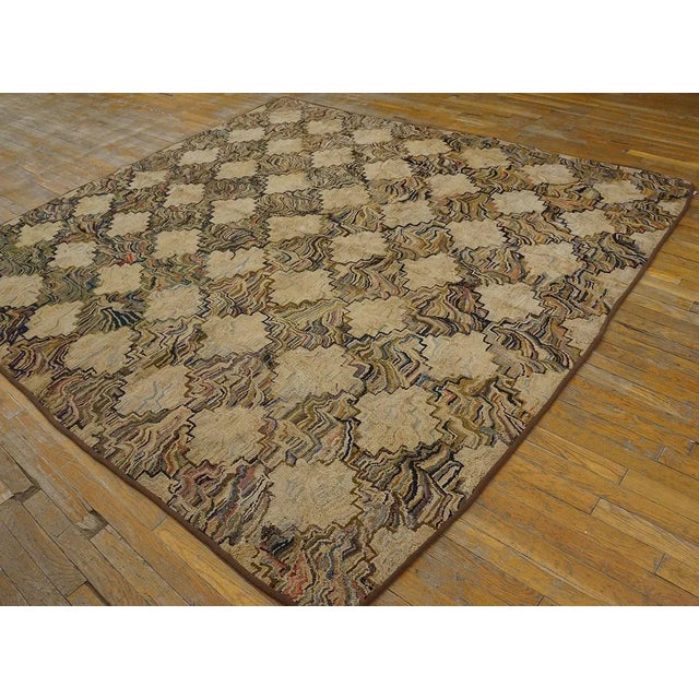 Folk Art Antique American Hooked Rug For Sale - Image 3 of 9