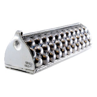 Toothpick Holder in Embossed Silver with Hinged Lid For Sale