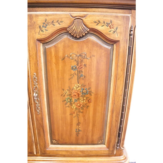 Drexel Heritage Brittany Collection Solid Pecan Country French Style 41" Door Chest W. Floral Accents 202-420 For Sale - Image 18 of 18