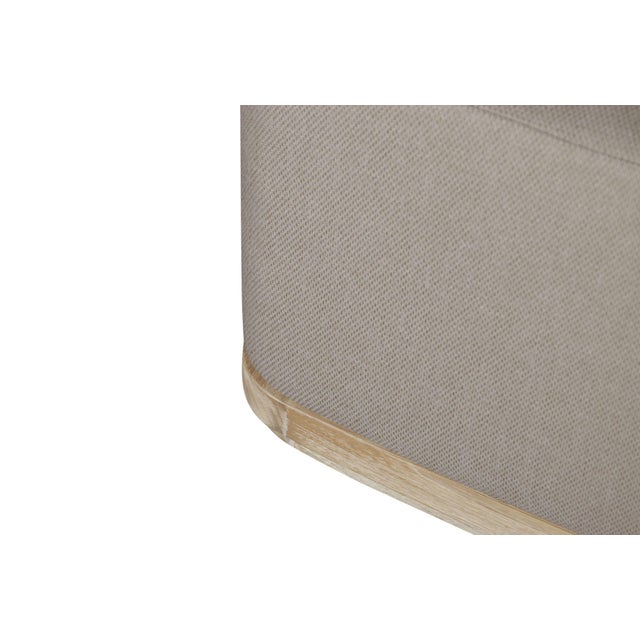 Wood Eclipse Outdoor Solid Teak Wood Ottoman Natural Look - Gray Fabric For Sale - Image 7 of 9