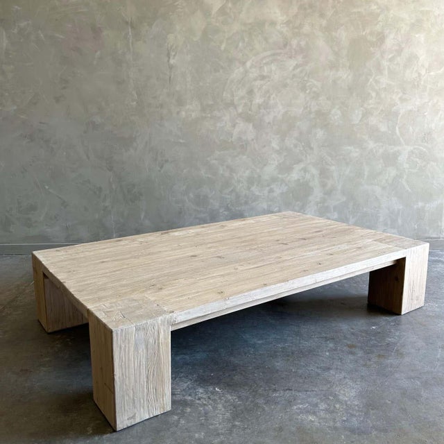 Custom XL Large Elm Wood Beam Coffee Table in Natura For Sale - Image 11 of 12