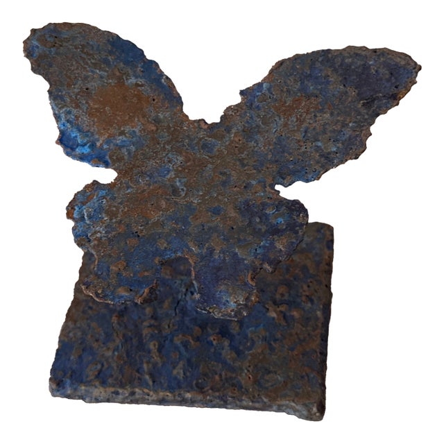 Early 21st Century Bronze Artist Made Brutalist Style Butterfly Sculpture For Sale