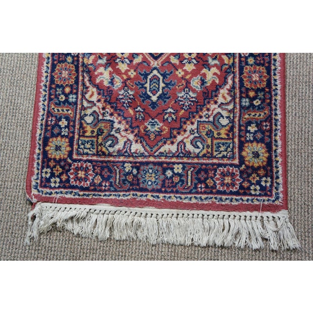 Blue Vintage Kismet 100% Wool Geometric Rug Runner Carpet Mat 26" X 104" For Sale - Image 8 of 13