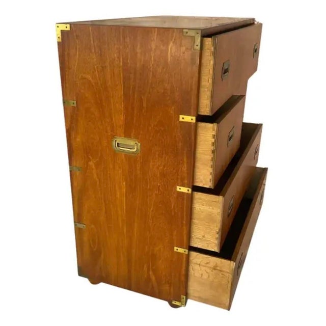 Wood Walnut Campaign Chest of Drawers For Sale - Image 7 of 15