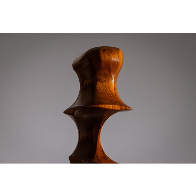 Minimalist Abstract Handcarved Sculpture, 1970s, Wood For Sale - Image 6 of 15