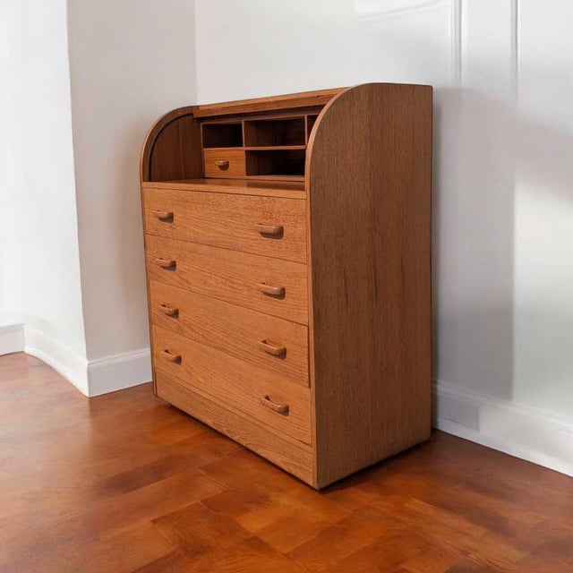 Mid-Century Modern Mid-Century Danish Teak Roll-Top Desk by Egon Ostergaard, 1970s For Sale - Image 3 of 17