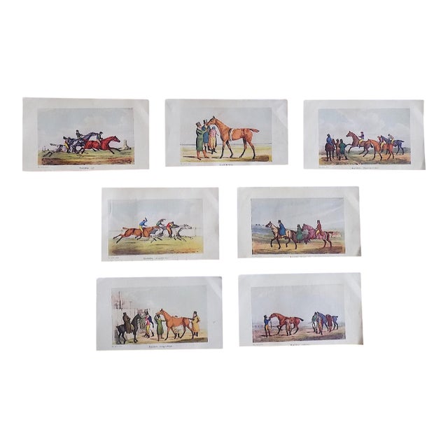 Authentic Antique (c.1903) British Horse/Equine Racing Lithographs - Set of 7 For Sale