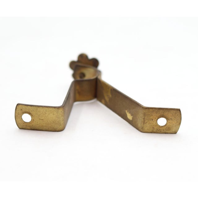 Set of Vintage Brass Floral Curtain Rod Brackets For Sale - Image 6 of 6