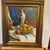 Impressionist 20th Century European School Impressionist Oil on Artist Board Tabletop Still Life Vase and Fruits Framed Signed For Sale - Image 3 of 9